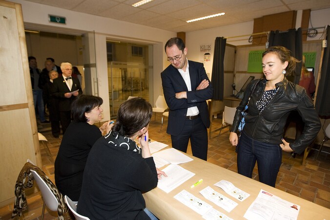 Open Vld-kopstuk Van Quickenborne tijdens de stembusgang.