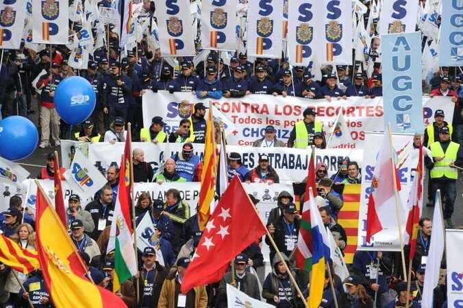 Afgelopen weekend werd er opnieuw gestaakt in Madrid. Zelfs de politieagenten namen deel.