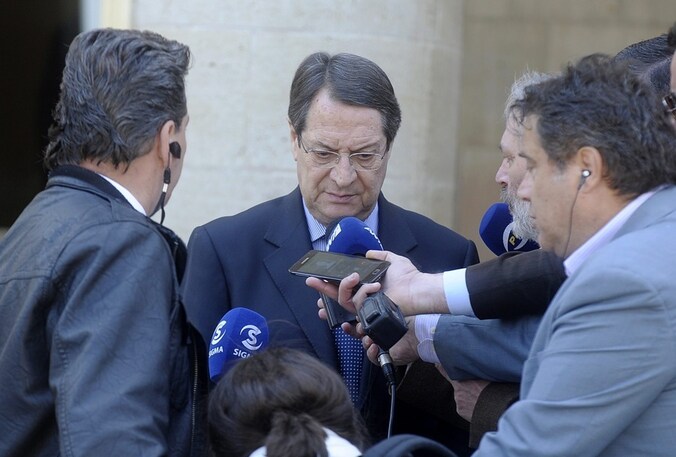 President van Cyprus Nikos Anastasiades na het overleg in Nicosia