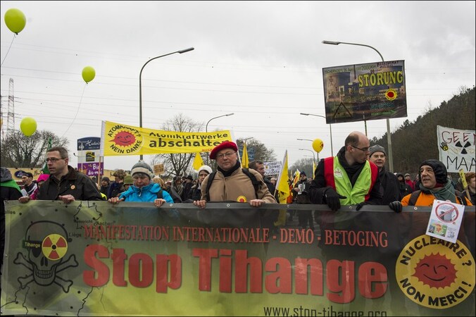 Ook op 10 maart werd al betoogd aan de kerncentrale in Tihange (Hoei).