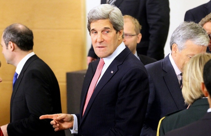 John Kerry tijdens de NAVO-top in Brussel.