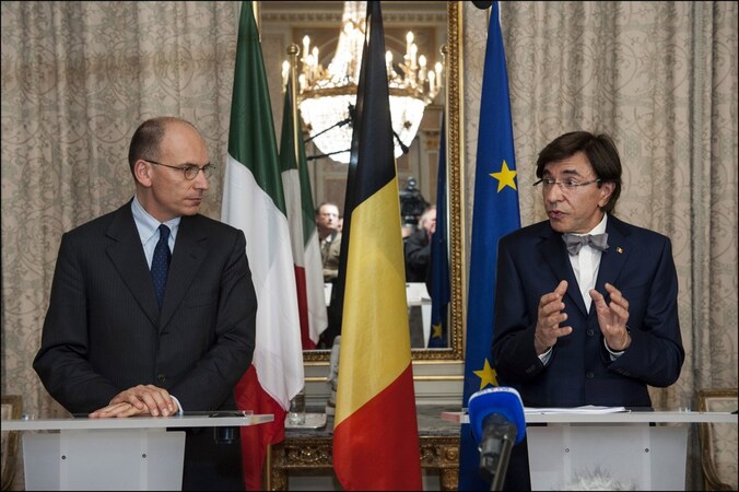 Premier Elio Di Rupo en zijn Italiaanse ambtsgenoot Enrico Letta.