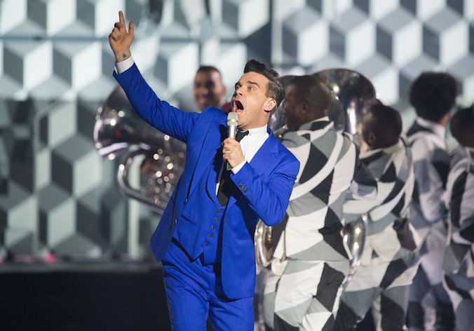 Robbie Williams op de Brit Awards.