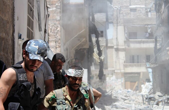 Syrische rebellen in Aleppo, eergisteren.