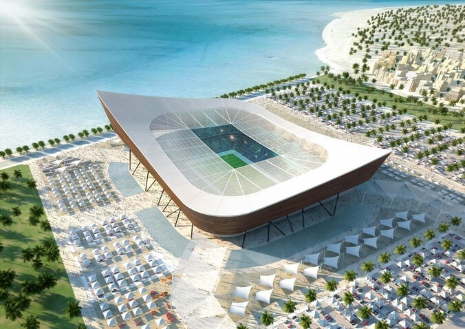 Een van de toekomstige WK-stadions in Qatar.
