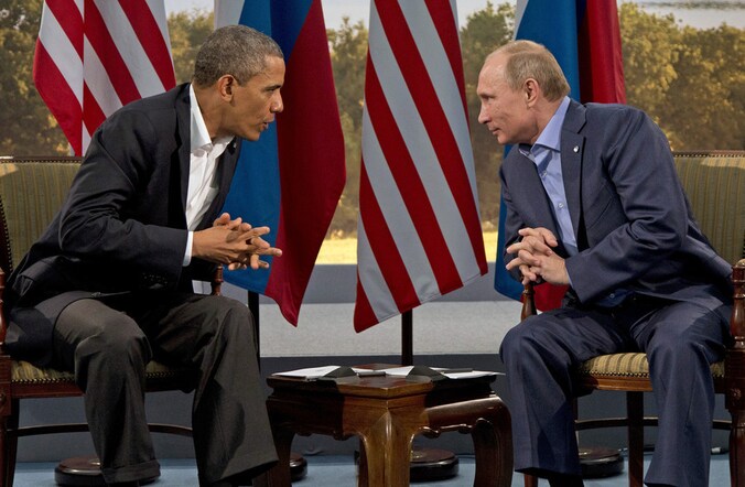 President Barack Obama van de VS en de Russische president Vladimir Poetin tijdens een ontmoeting in IJsland, vorige maand.