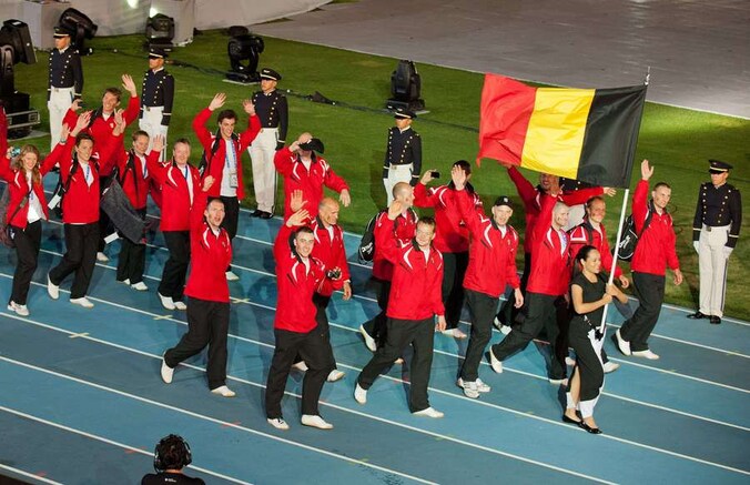 De Belgische delegatie tijdens de openingsceremonie.