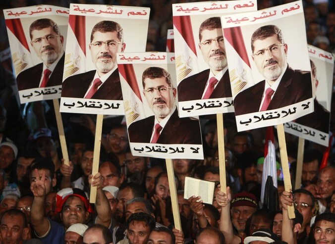 Supporters van de afgezette president Mohammed Morsi.