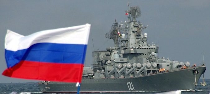 Een Russisch oorlogsschip.