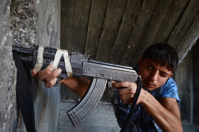 Syrische rebellenstrijder in Aleppo.