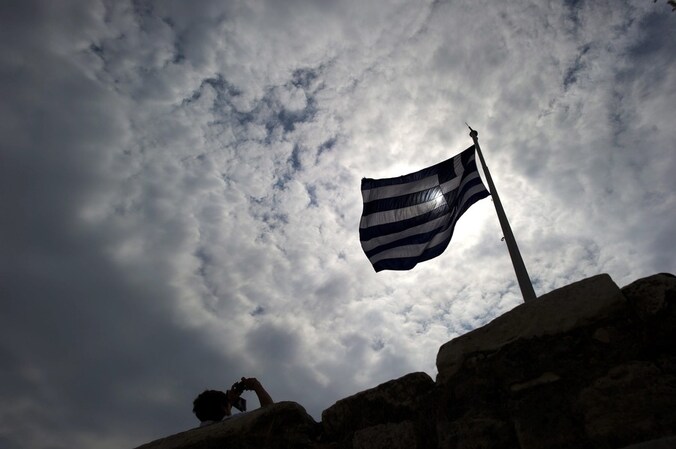 Een Griekse vlag op de Akropolis