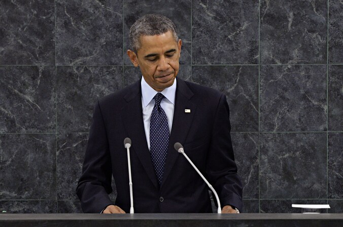 President Obama houdt een toespraak in de Algemene Vergadering van de Verenigde Naties.