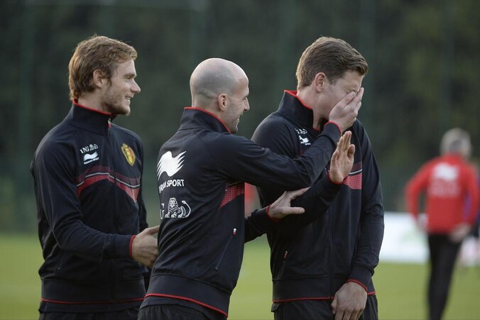 Gillet en Ciman dollen met Vertonghen op de eerste training in de aanloop naar Kroatië.