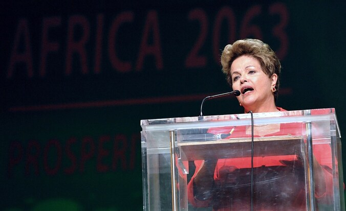 De Braziliaanse president Dilma Rousseff .