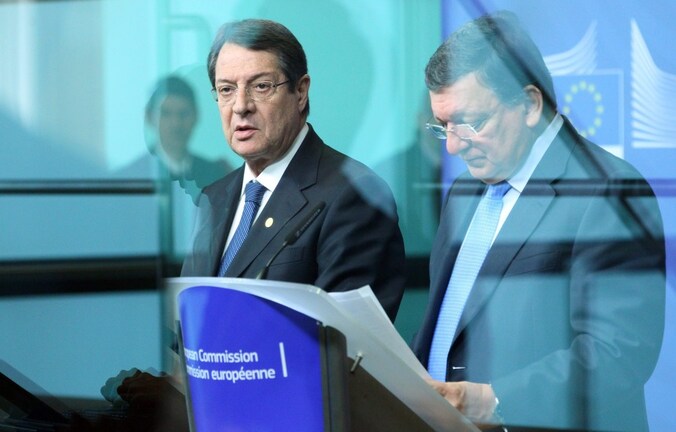 De Cyprotische president Nicos Anastasiades en Commissievoorzitter Jose Manuel Barroso.