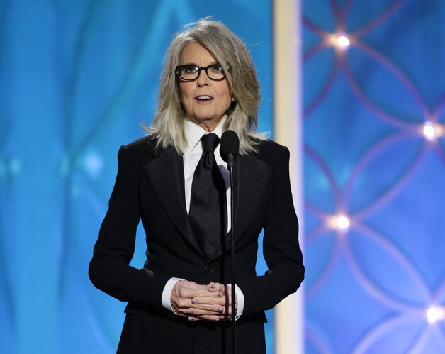 Diane Keaton hees zich in het kostuum van Woody Allen en zette zijn zware bril op voor haar huldespeech.