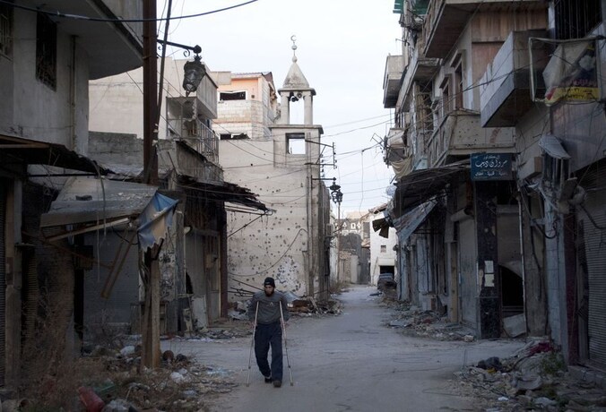 Het oude centrum van Homs, waar de voedselvoorraden bijna op zijn.