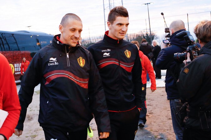 Thomas Meunier met Club Brugge-ploegmaat Timmy Simons.