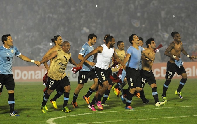Uruguay viert feest na de kwalificatie voor het WK.