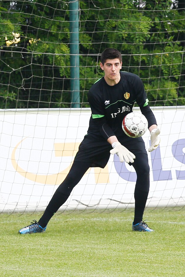 Thibaut Courtois tijdens een training met de Rode Duivels