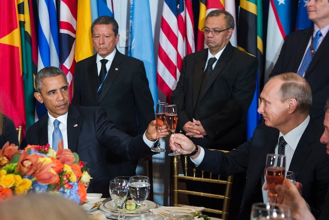 Presidenten Obama en Poetin.