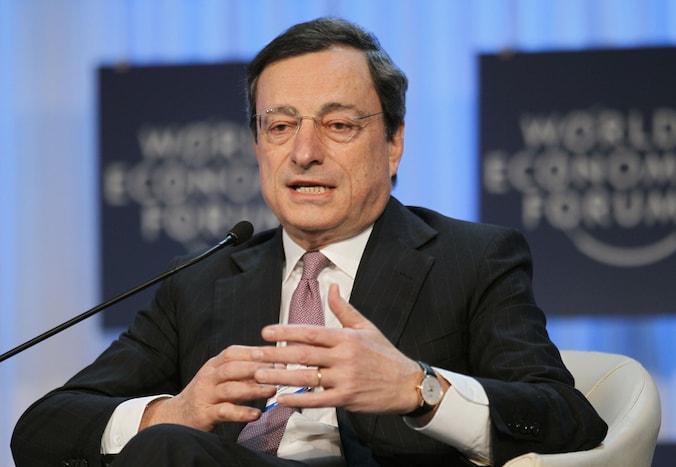 Mario Draghi, de voorzitter van de Europese Centrale Bank (ECB).