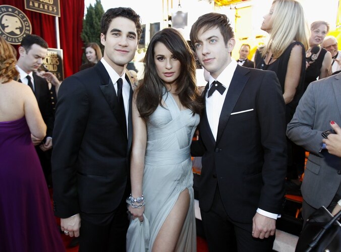 Darren Criss (Blaine), Lea Michelle (Rachel) en Kevin McHale (Artie).