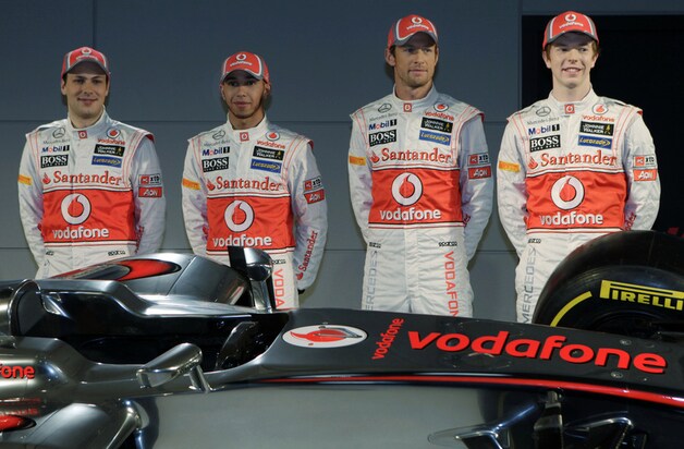Gary Paffett, Lewis Hamilton, Jenson Button en Oliver Turve.