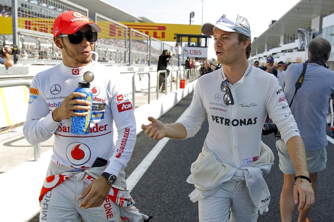 Volgend seizoen zijn dit collega's: Lewis Hamilton en Nico Rosberg