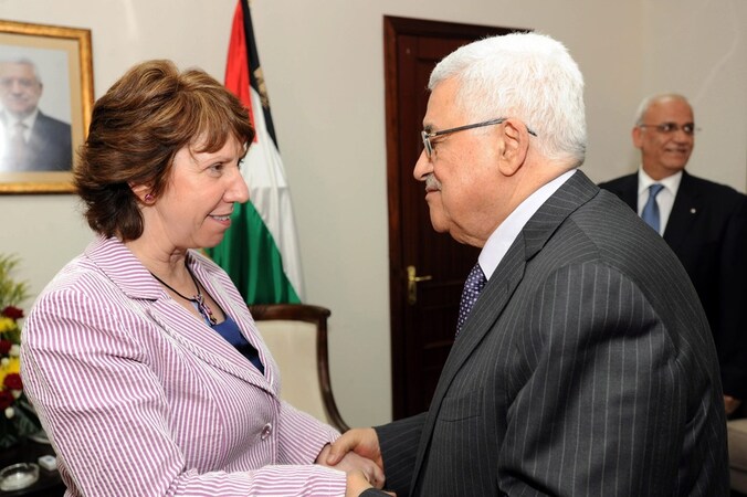 Catherine Ashton in gesprek met Mahmoed Abbas