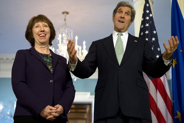 Catherine Ashton vandaag met de Amerikaanse minister John Kerry.