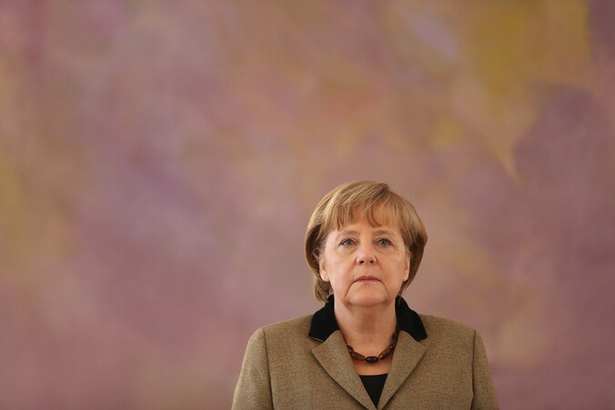 Angela Merkel op 14 februari in Berlijn.