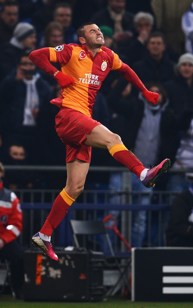 Burak Yilmaz juicht voor Galatasaray.