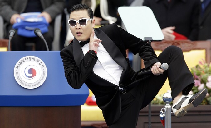 PSY in actie in februari in Seoel.