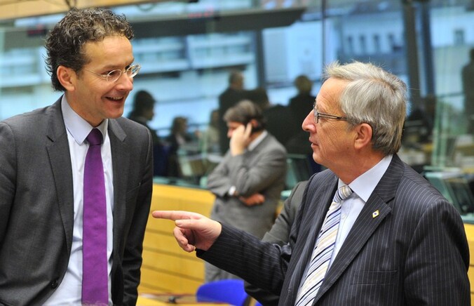 Jeroen Dijsselbloem en Jean-Claude Juncker op 13 december 2012.