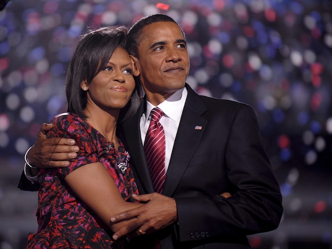 Barack en Michelle Obama op de Democratische Conventie in augustus 2008 in Denver, Colorado.