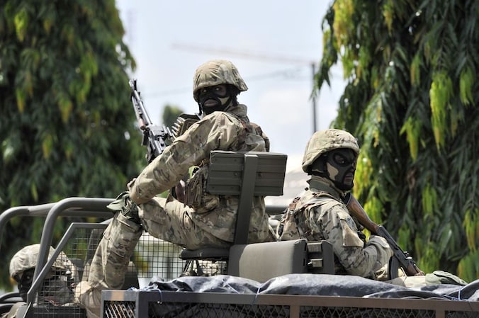 Soldaten van Afisma, die tot op heden in Mali waren.
