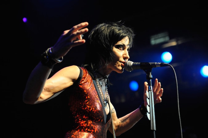Joan Jett gisteren live in West Hollywood, Californië.