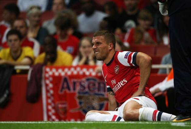 Lukas Podolski viel uit.