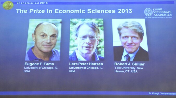 De drie Nobelprijswinnaars.