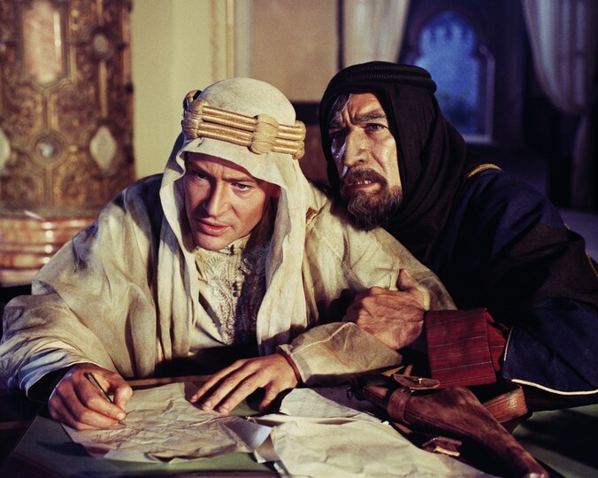 Peter O'Toole en Anthony Quinn in 'Lawrence of Arabia'.