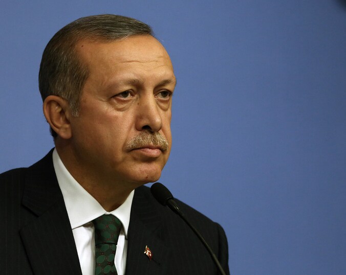 De Turkse premier Recep Tayyip Erdogan tijdens een persconferentie in Ankara.