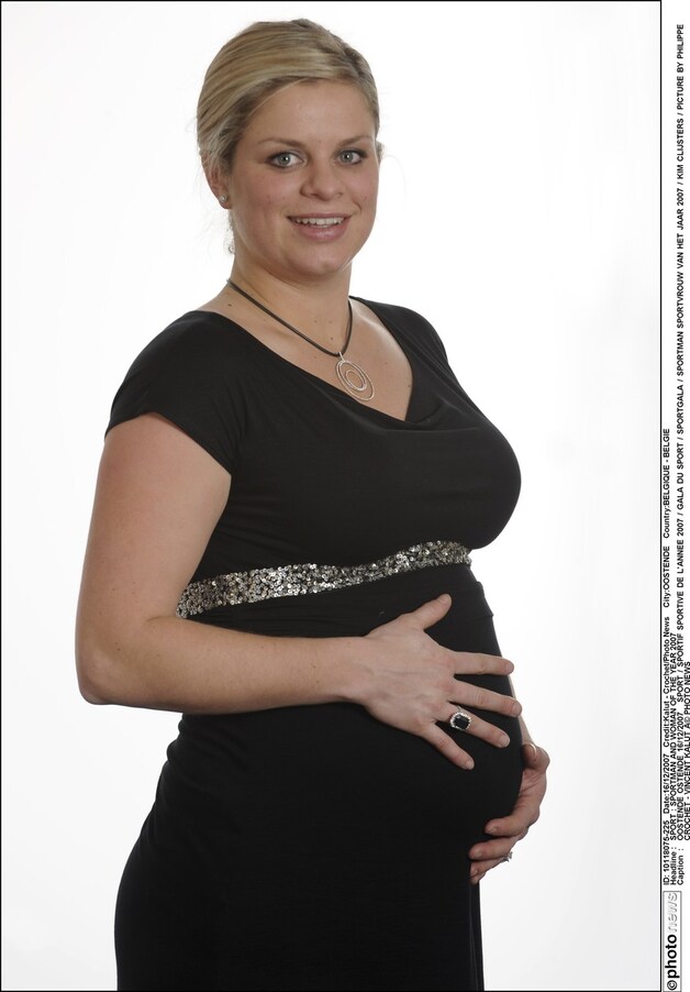 Kim tijdens haar eerste zwangerschap.