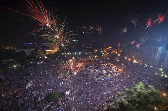 Het Tahrirplein in Caïro.