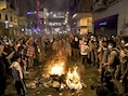 Demonstranten op een van de straten om het Gezipark in Istanbul.