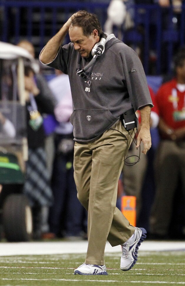 Patriots-coach Belichick blijft steken op drie Super Bowl-overwinningen.