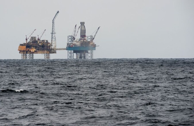 Het boorplatform Elgin Franklin in de Noordzee.