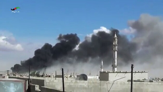 De Russische luchtaanvallen op de Syrische provincie Homs.