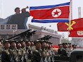 Een militaire parade in Pyongyang.