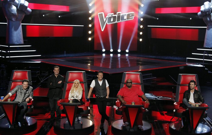 De Amerikaanse versie van 'The Voice' met onder andere Christina Aguilera in de jury.